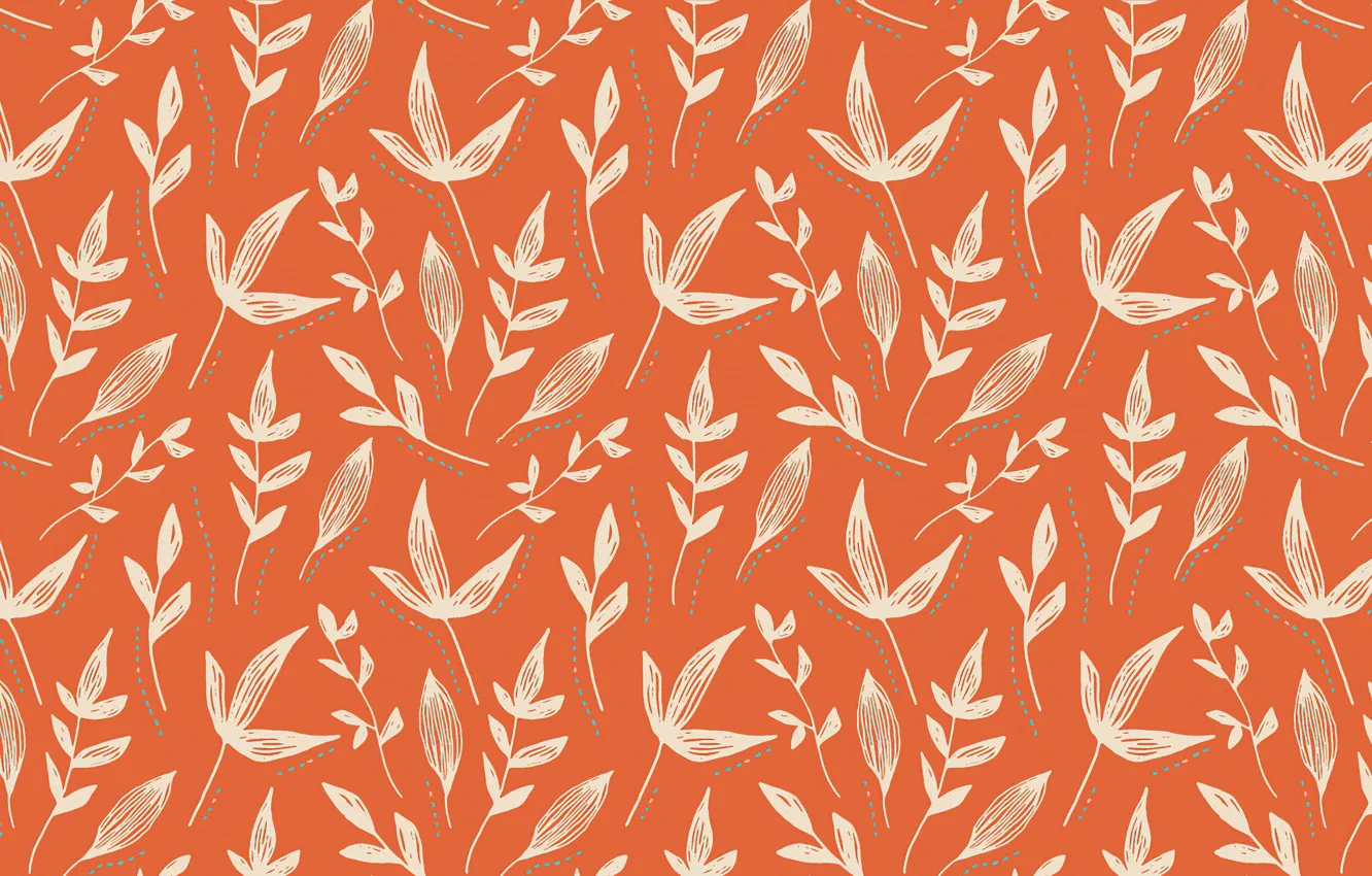 Photo wallpaper leaves, orange, background, pattern, texture, point, ornament, different