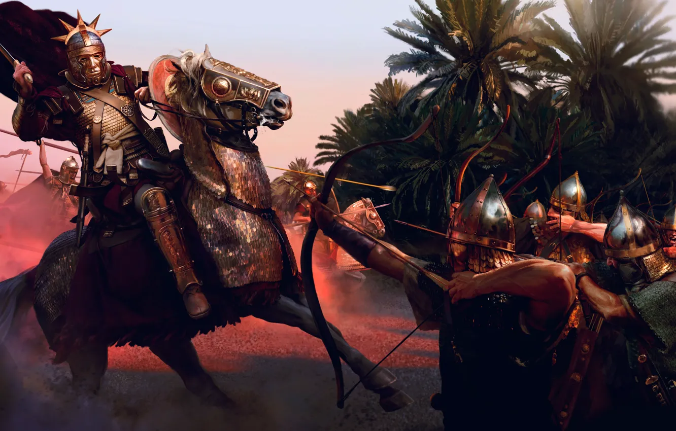 Photo wallpaper Armor, Horse, Soldiers, Battle, Warriors, Game, Video Game, Total War: Rome II