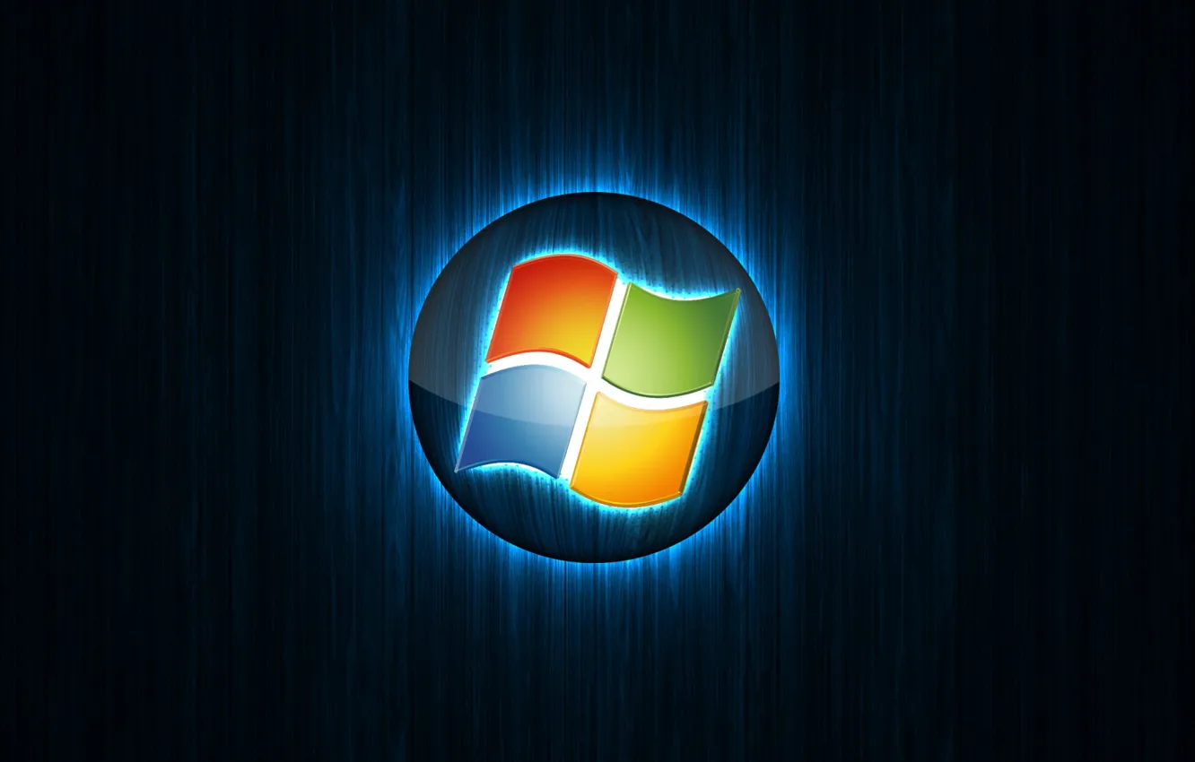 Photo wallpaper computer, rays, light, logo, emblem, windows, the volume, operating system