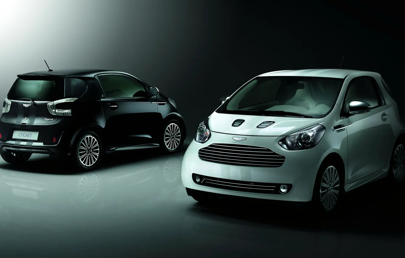 Photo wallpaper white, Aston Martin, black, two, Cygnet