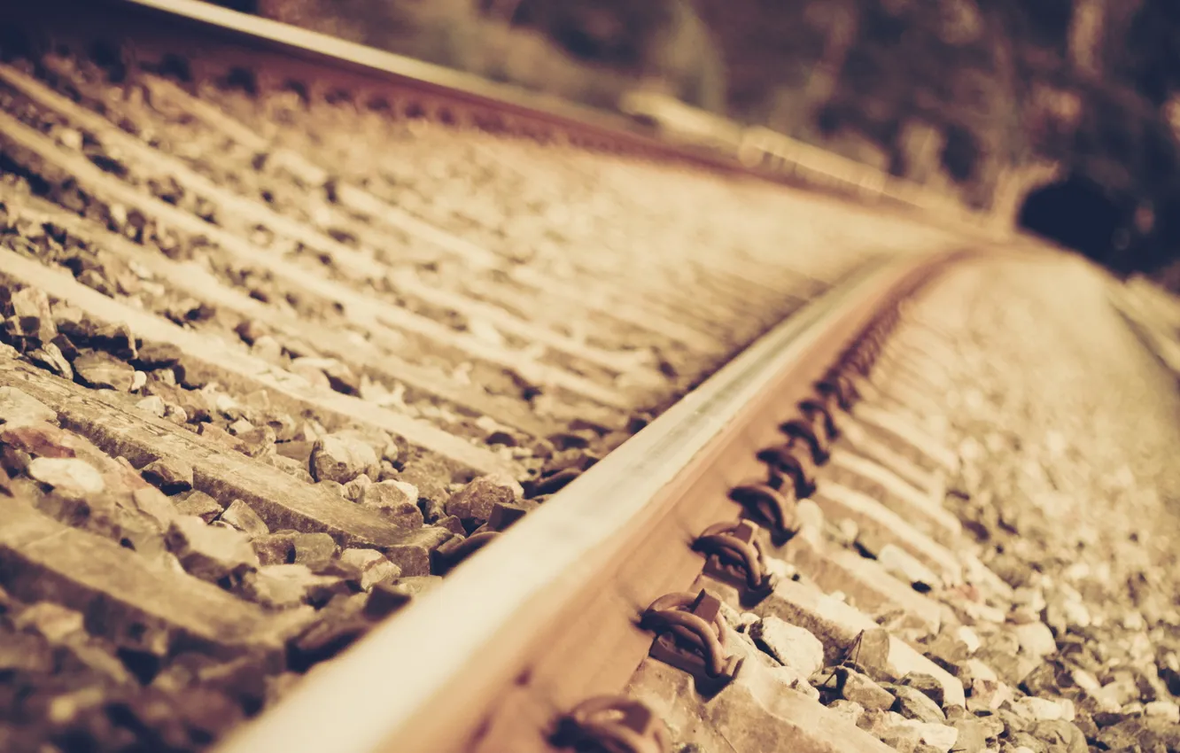 Photo wallpaper macro, rails, railroad