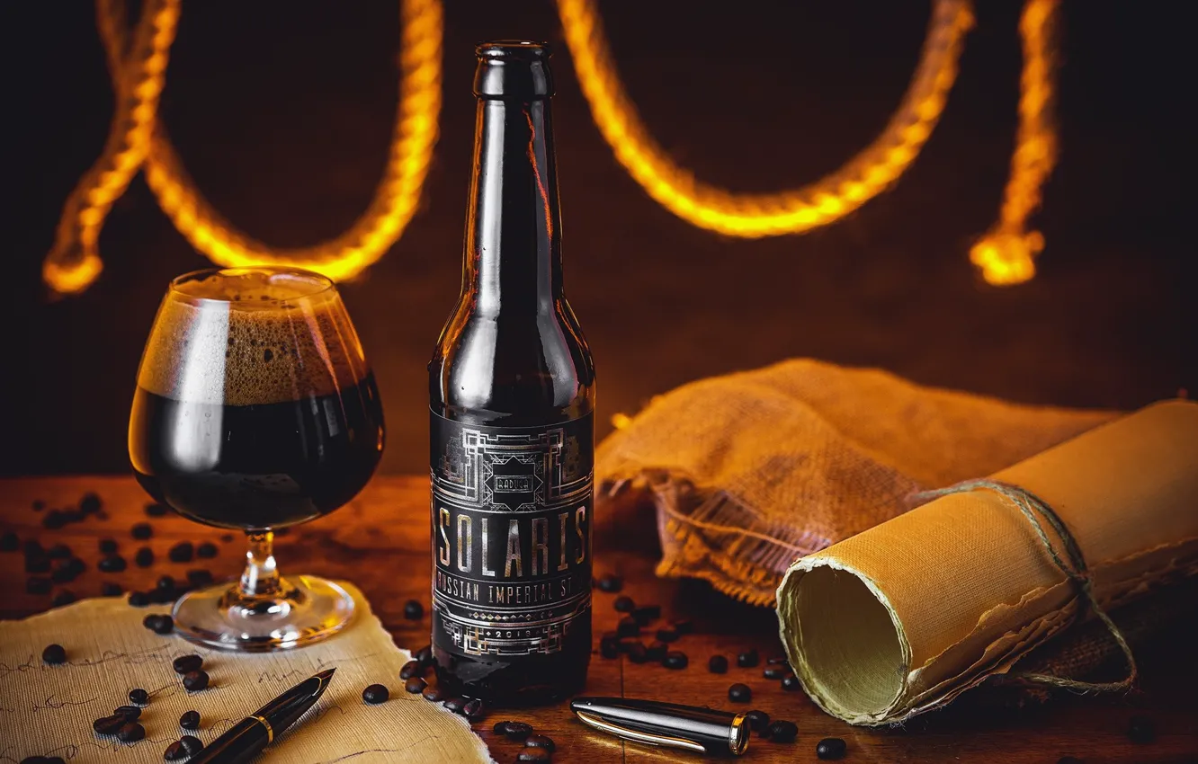 Photo wallpaper glass, beer, handle, brand