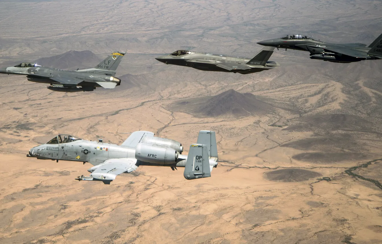 Photo wallpaper F-16, F-15, A-10, UNITED STATES AIR FORCE, Lightning II, F-35, Thunderbolt II, Strike Eagle