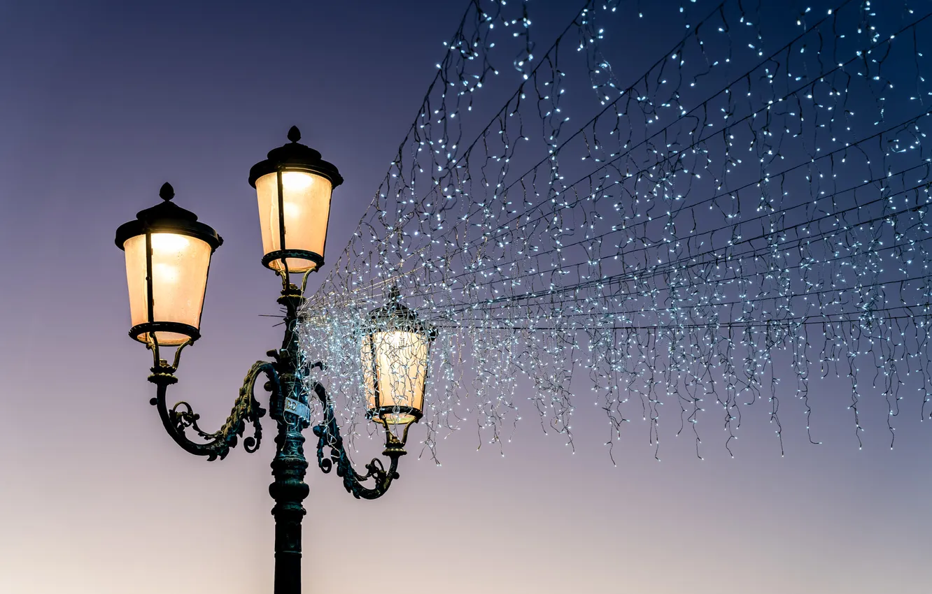 Photo wallpaper light, lights, garland