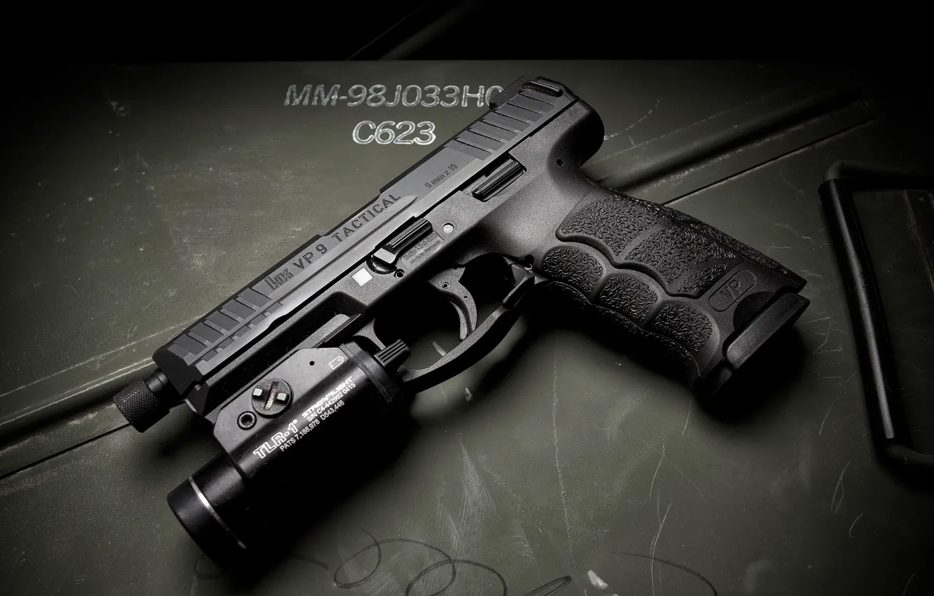 Photo wallpaper macro, gun, Tactical, HK VP9