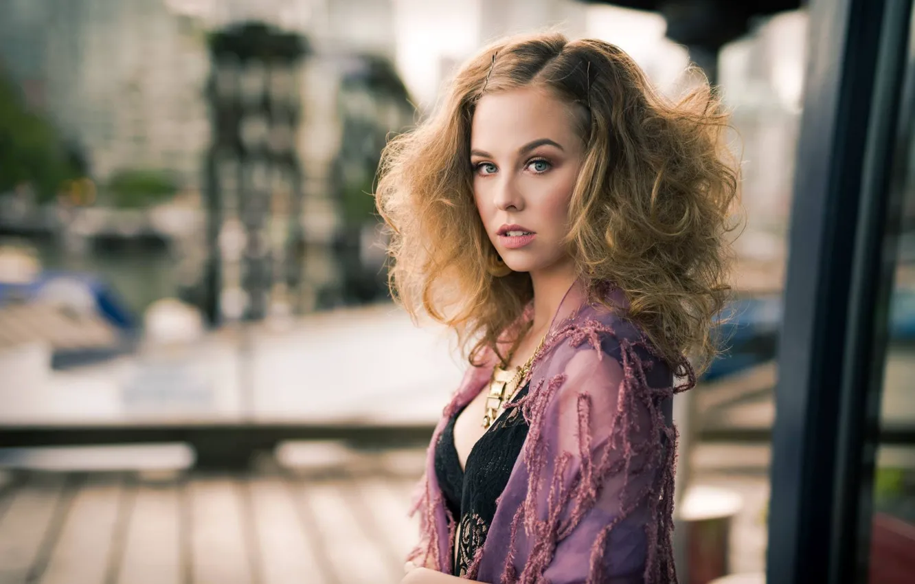 Photo wallpaper look, model, portrait, makeup, hairstyle, beauty, bokeh, brown hair