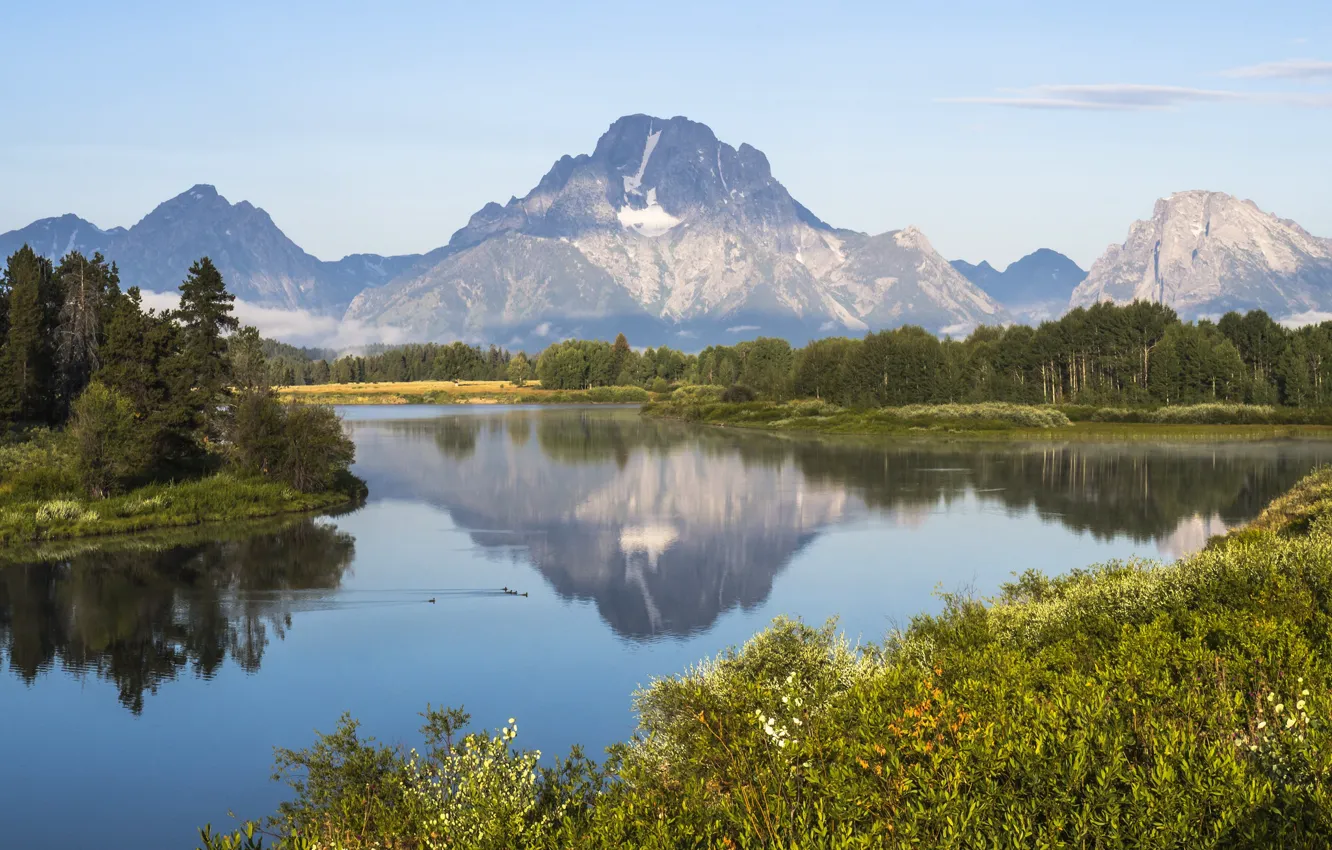 Photo wallpaper landscape, mountains, nature, lake, beauty