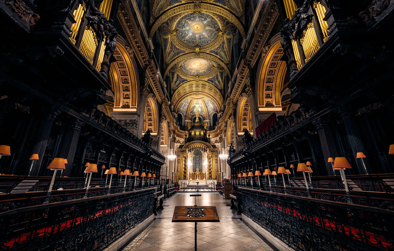 Photo wallpaper England, London, architecture, religion, St. Paul's Cathedral, the nave