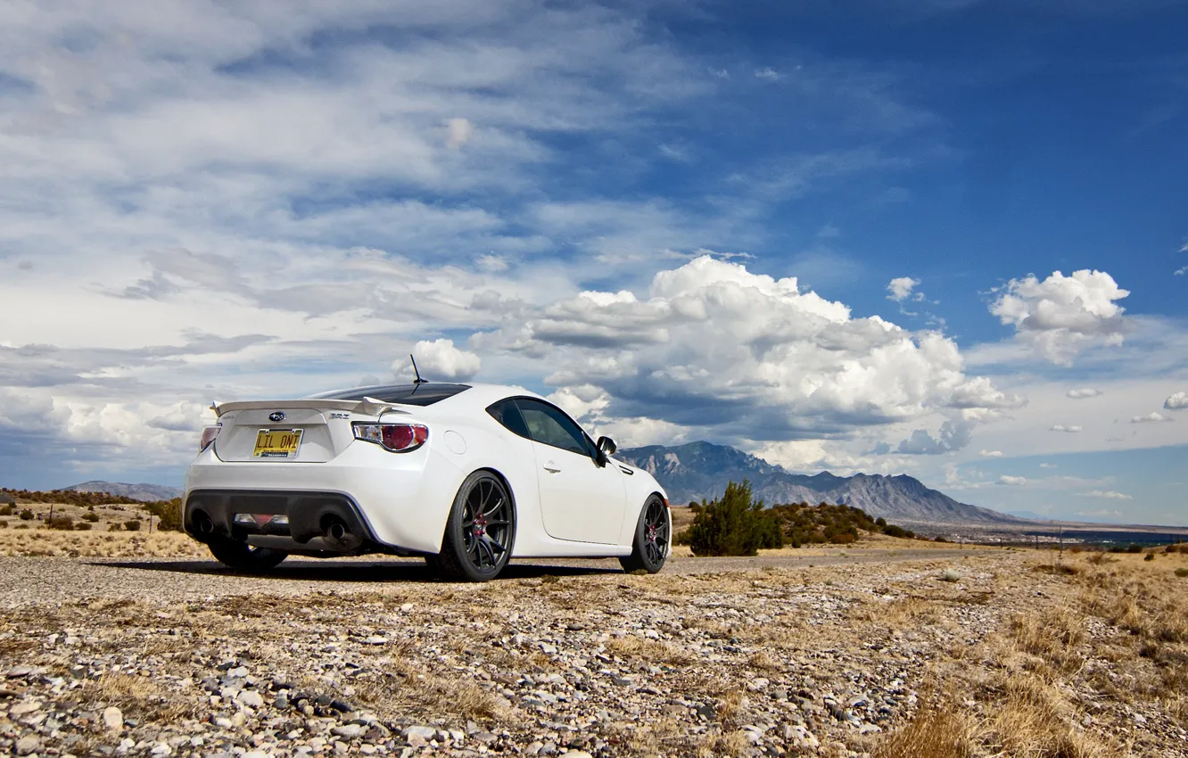 Photo wallpaper the sky, clouds, nature, Subaru, white, white, Subaru, brz