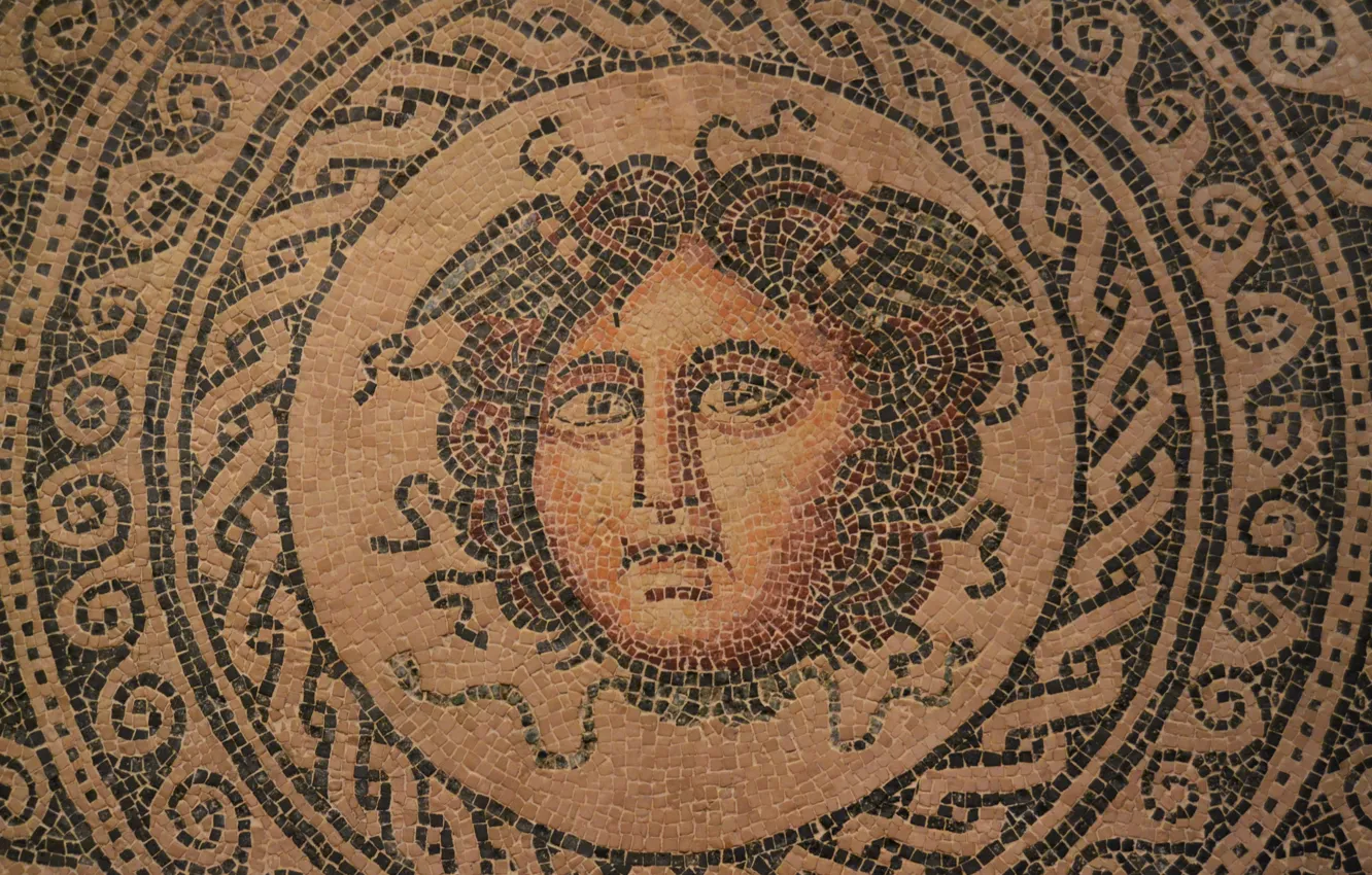 Photo wallpaper mosaic, fragment, Valencia History Museum, Work Checker, Mosaic of the Medusa, Historical Museum of Valencia, …