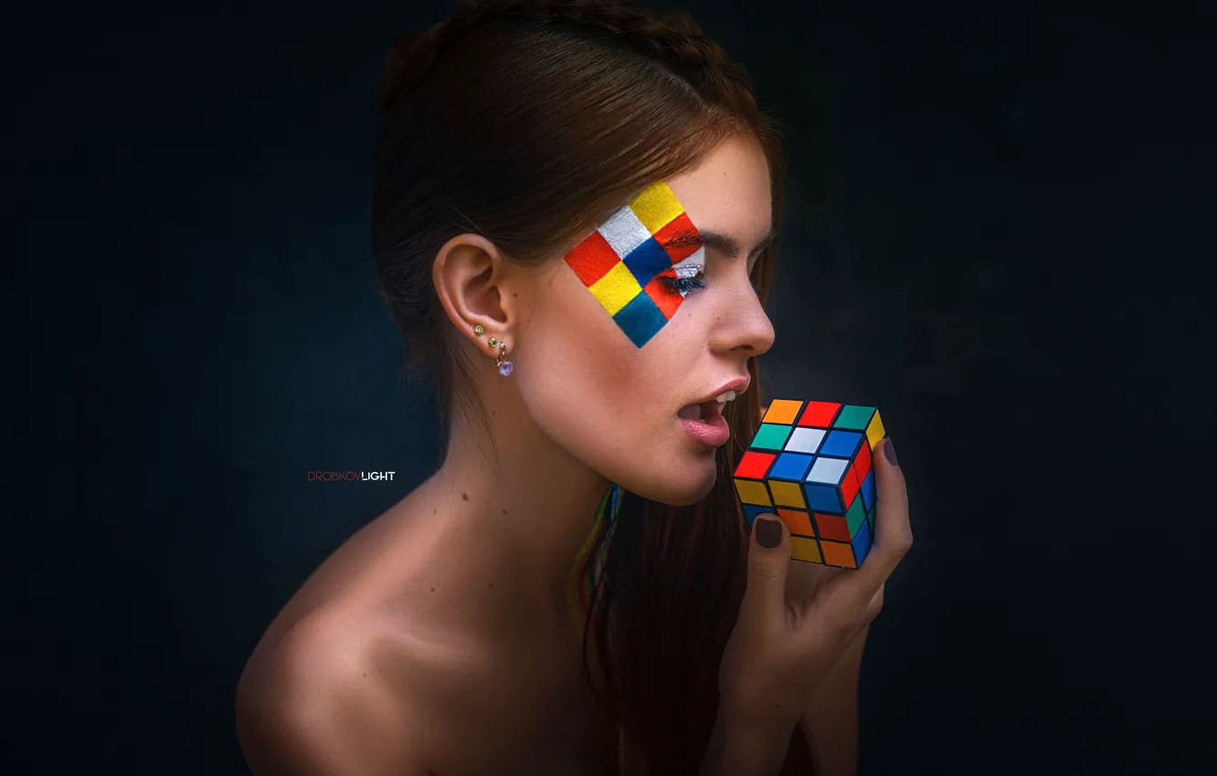 Photo wallpaper face, style, background, model, portrait, makeup, hairstyle, brown hair