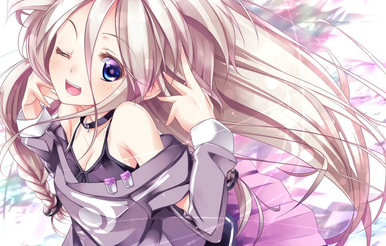 Photo wallpaper emotions, art, girl, vocaloid, wink