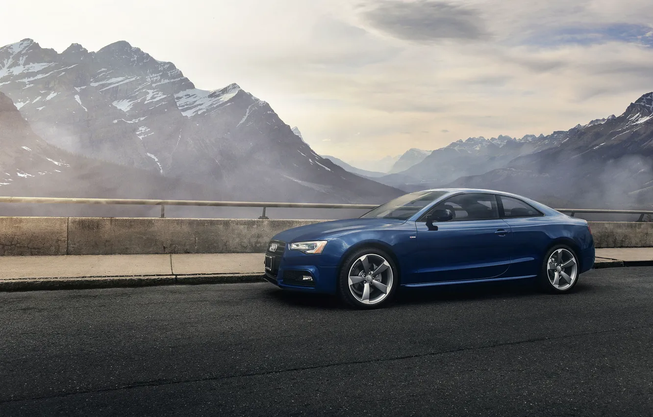 Photo wallpaper Audi, Car, Sky, Blue, Landscape, Mountains, Sport, Travel
