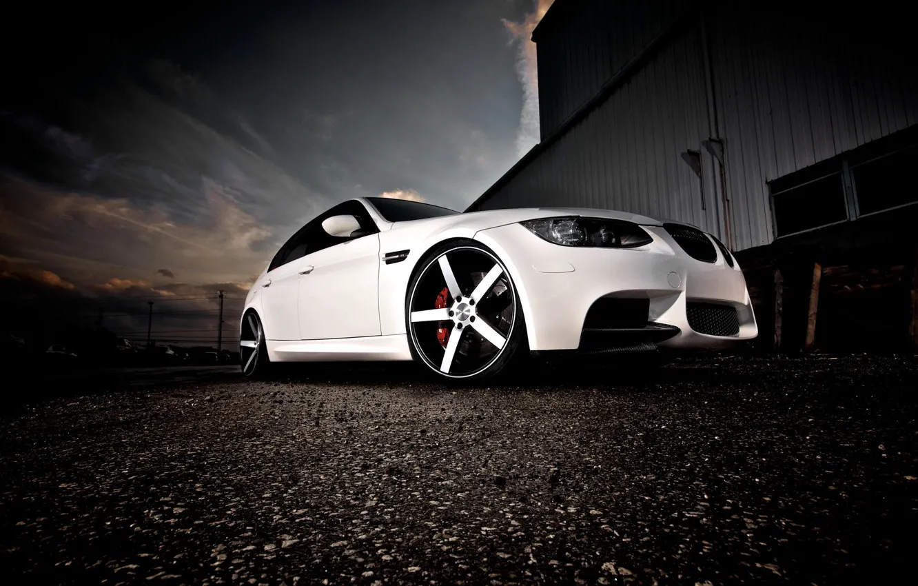 Photo wallpaper BMW, white, sedan, vossen, E90