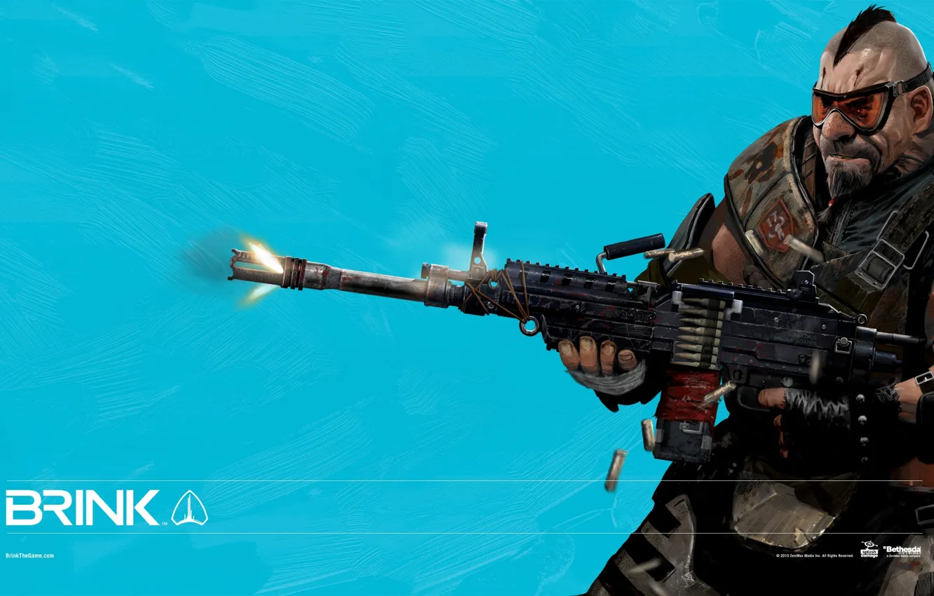 Photo wallpaper blue, machine gun, BRINK