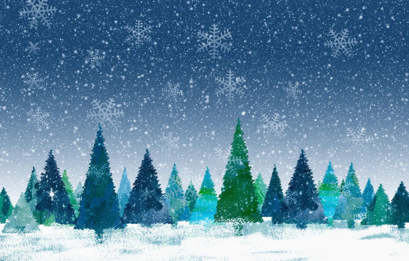 Photo wallpaper winter, snow, snowflakes, ate, Christmas