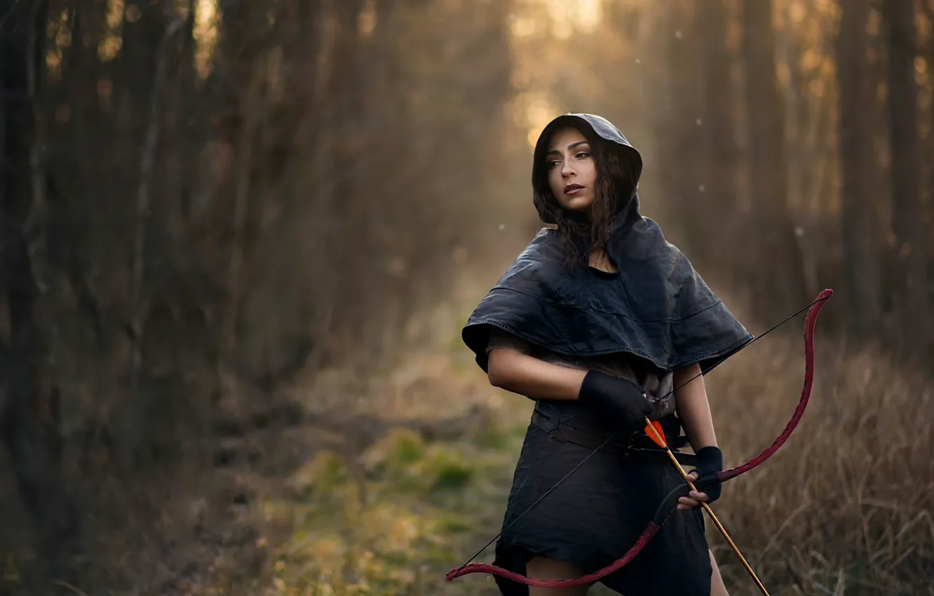 Photo wallpaper girl, bow, arrows, The hunter arrives, The Remedy, James Stewart