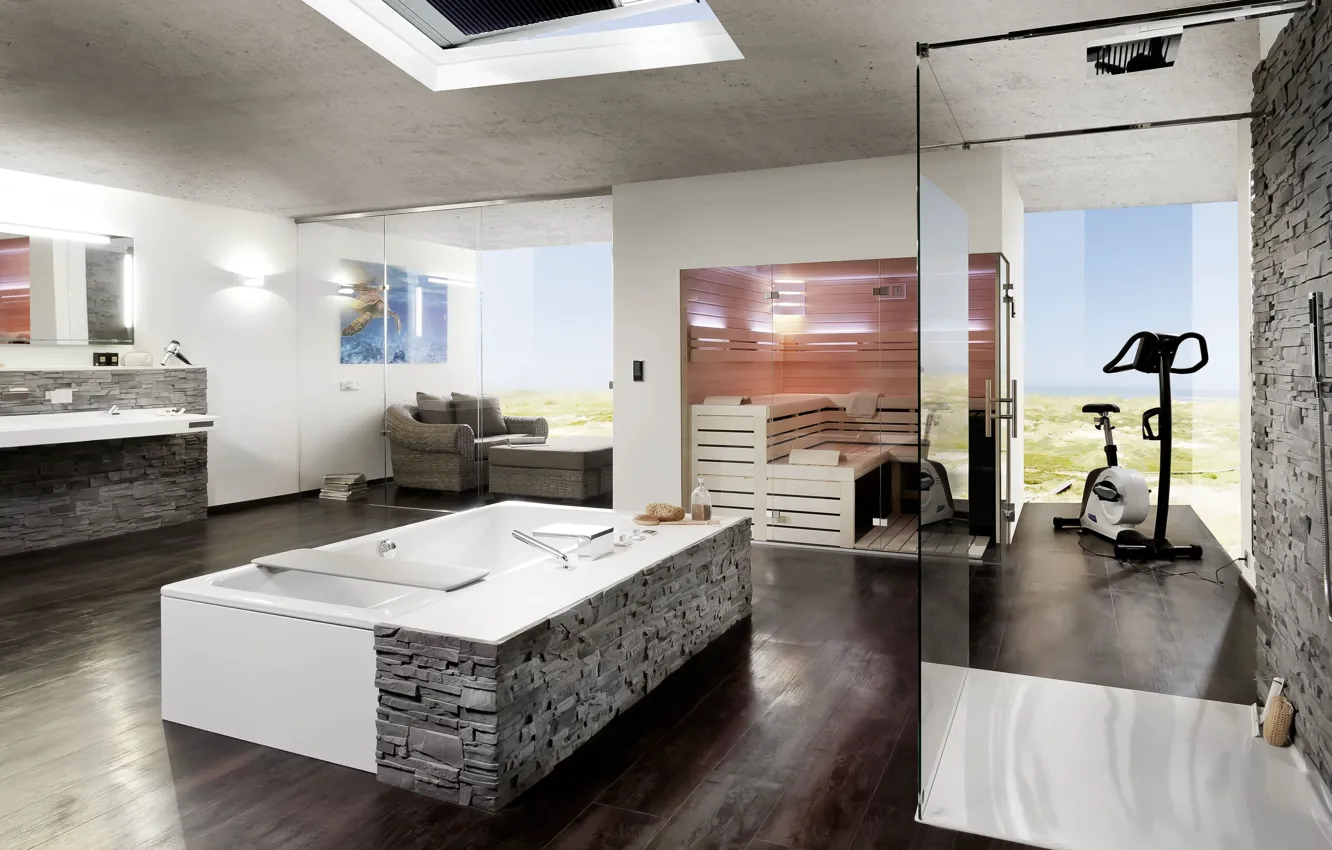 Photo wallpaper Villa, sauna, bathroom, Suite, trainer