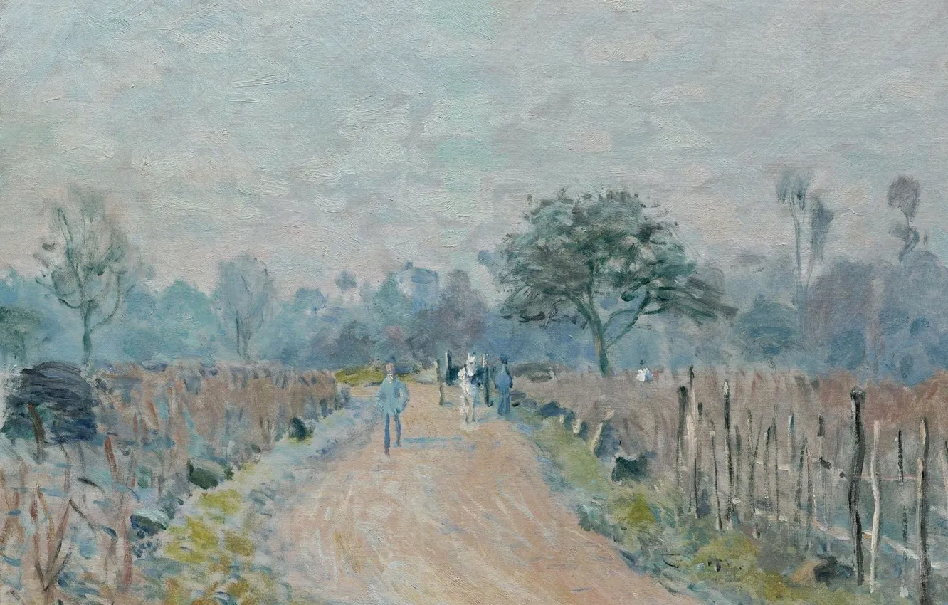 Photo wallpaper landscape, picture, Alfred Sisley, Alfred Sisley, The Road of Prunay at Bougival