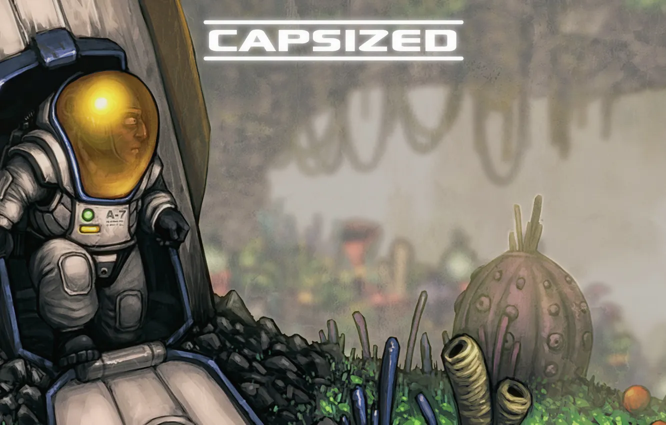 Photo wallpaper yellow, pearls, astronaut, capsized game