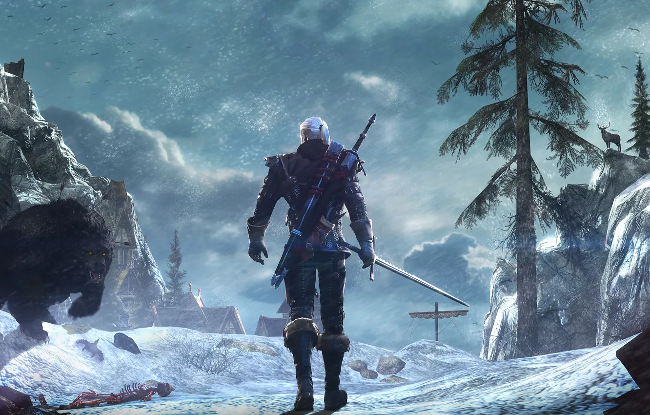 Photo wallpaper bear, CD Projekt RED, The Witcher 3: Wild Hunt, The Witcher 3, Wild Hunt, Geralt …