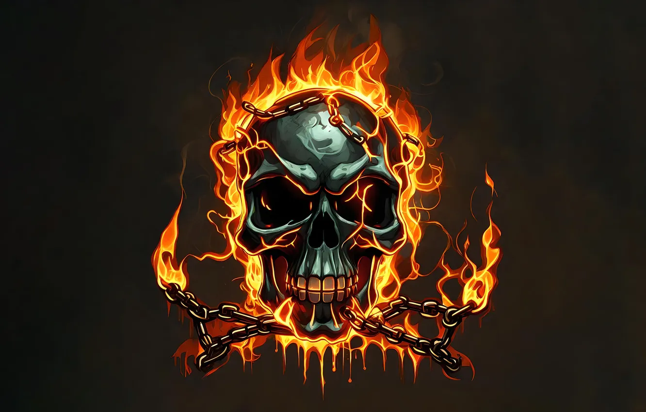 Photo wallpaper lights, flame, skull, undead