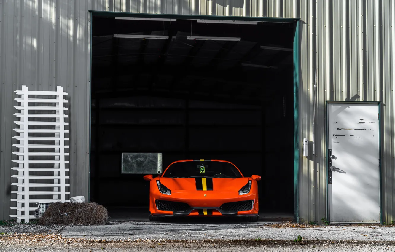 Photo wallpaper ferrari, orange, 488 track