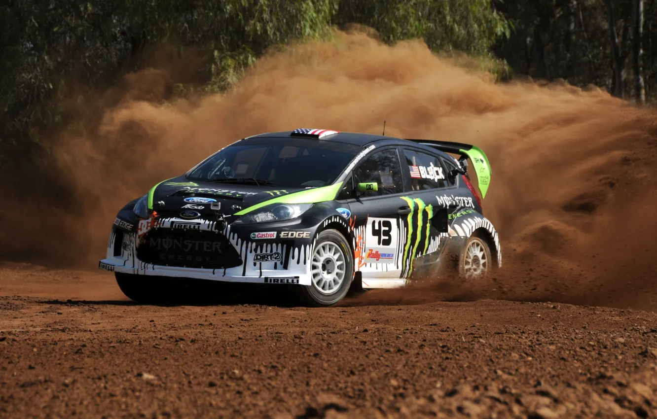 Photo wallpaper sand, race, dirt 2, monster, energy, ken, block, ford.fiesta