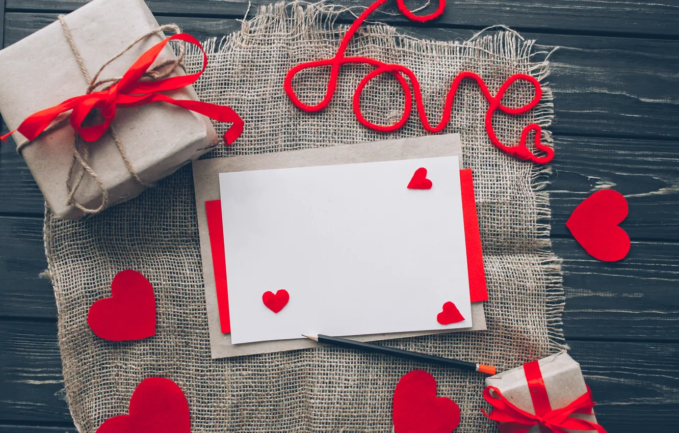 Photo wallpaper love, gift, heart, hearts, red, love, heart, wood
