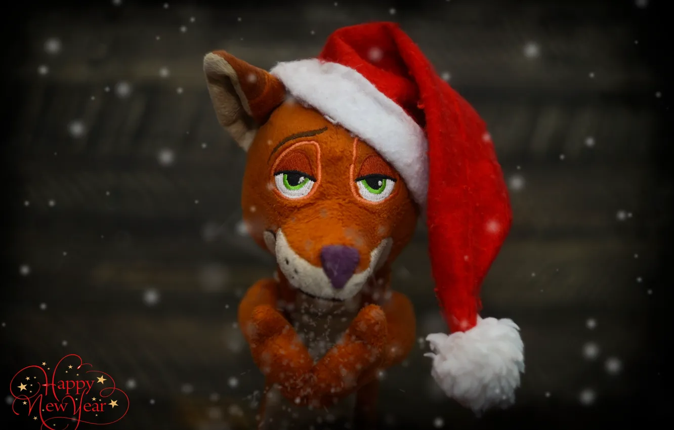 Photo wallpaper background, toy, Fox, Christmas mood