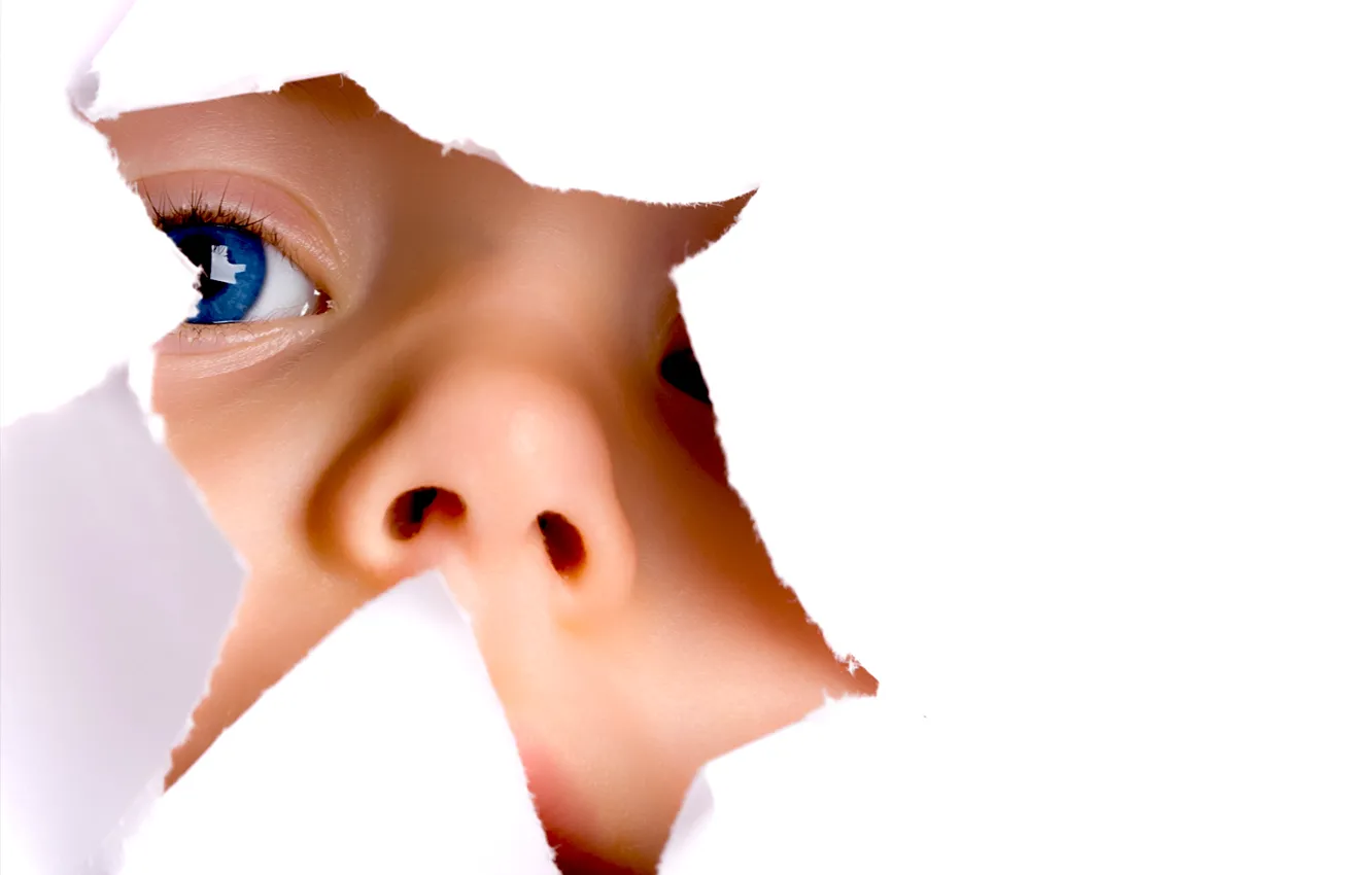 Photo wallpaper look, children, white background, blue eyes