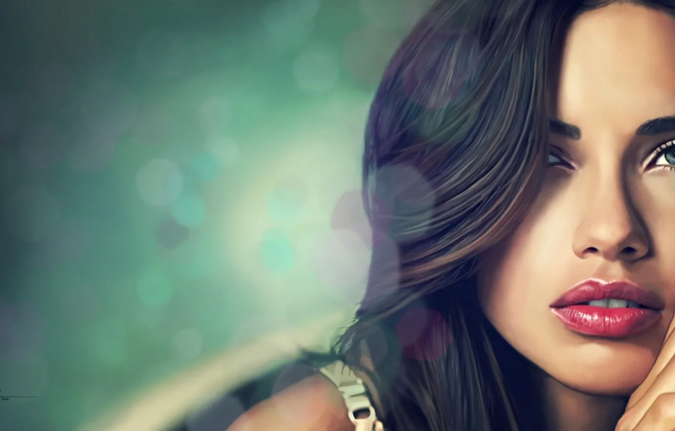 Photo wallpaper girl, face, background, model, art, Adriana Lima