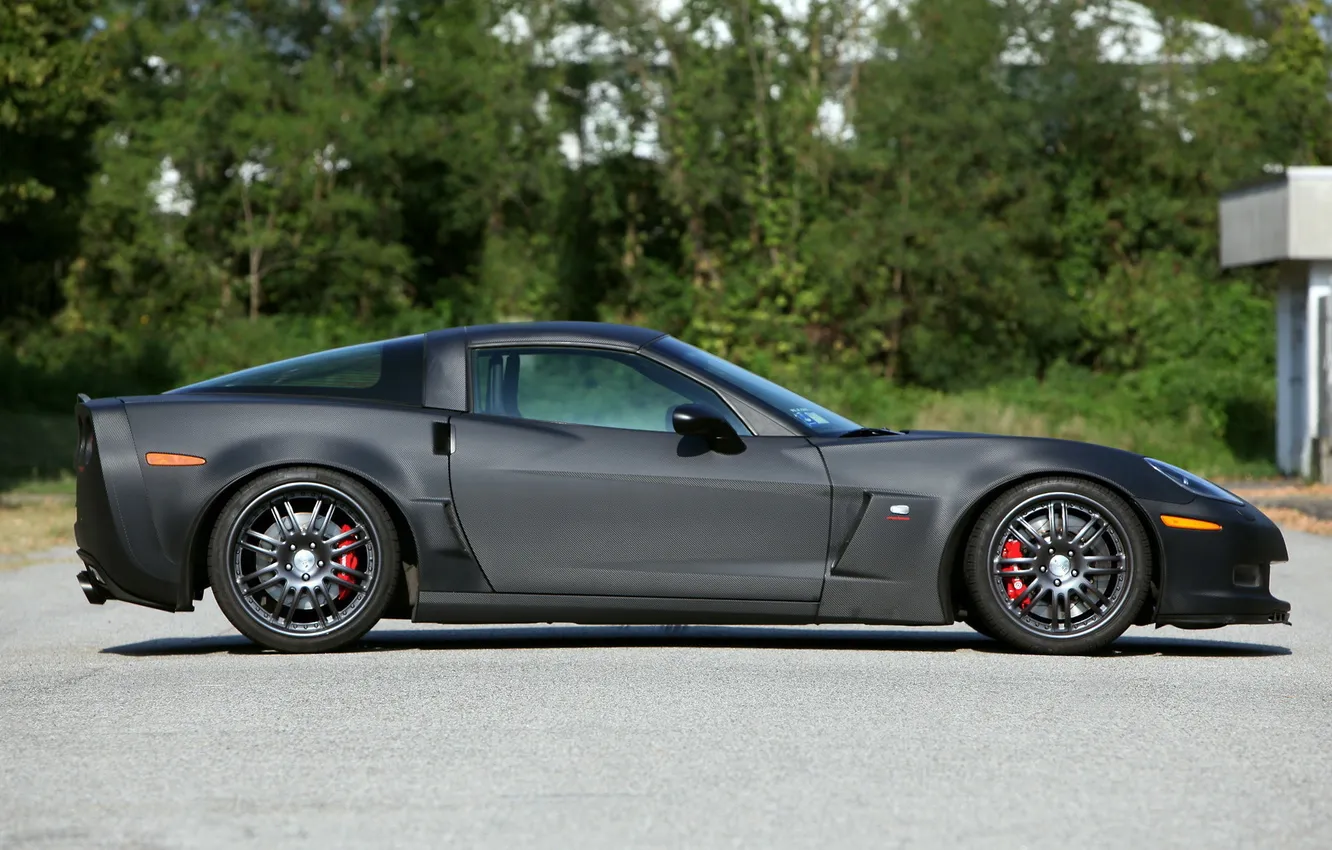 Photo wallpaper black, Z06, Corvette, carbon, drives