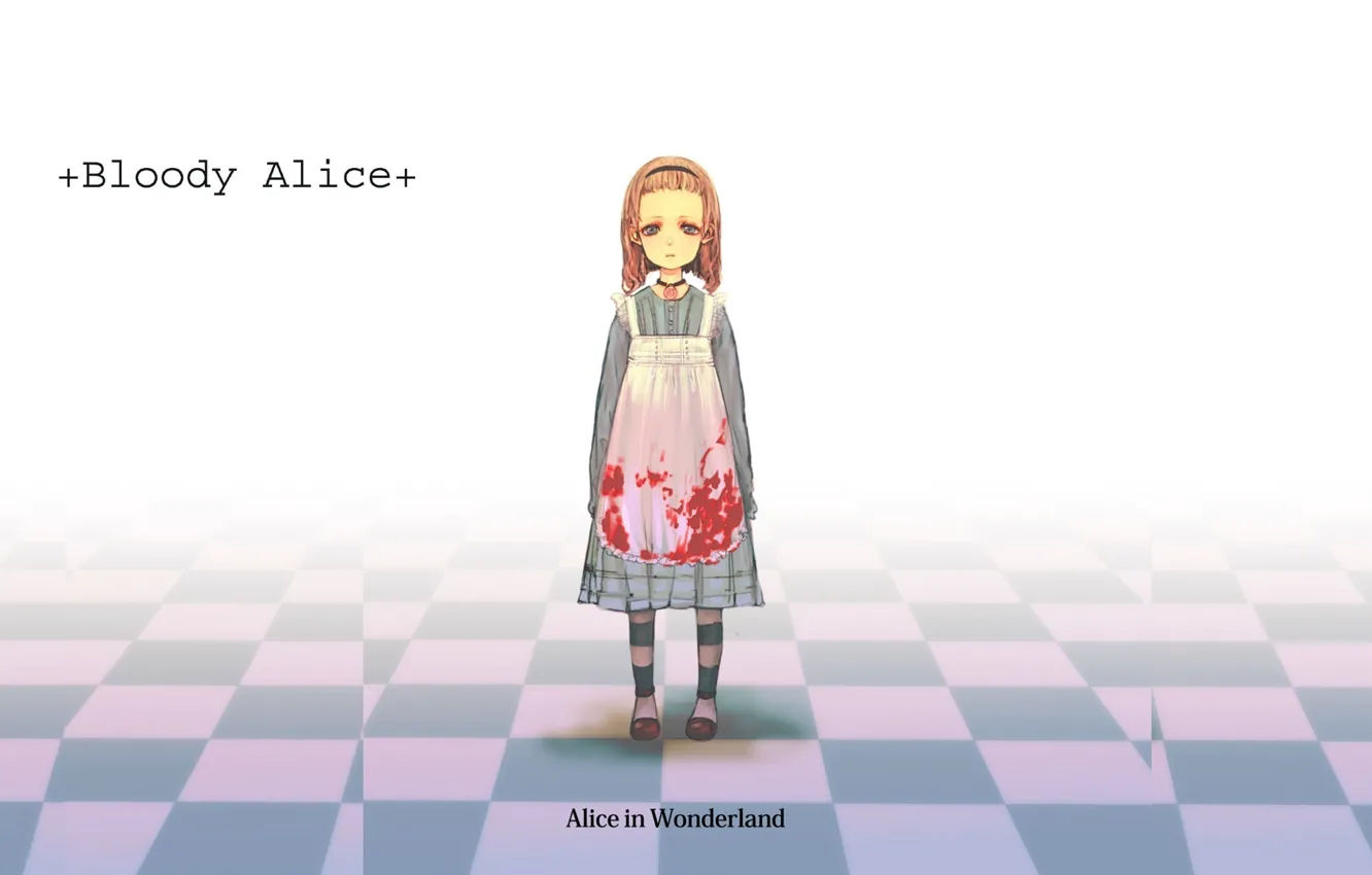 Photo wallpaper void, loneliness, blood, spot, Alice in Wonderland, baby, chess Board, Alice