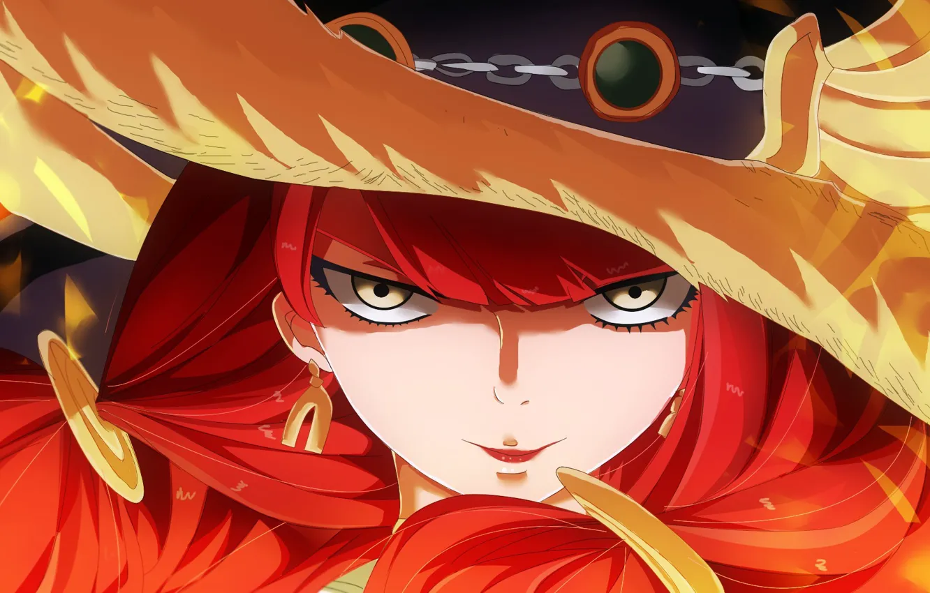 Photo wallpaper wallpaper, fire, flame, game, hat, anime, pretty, face