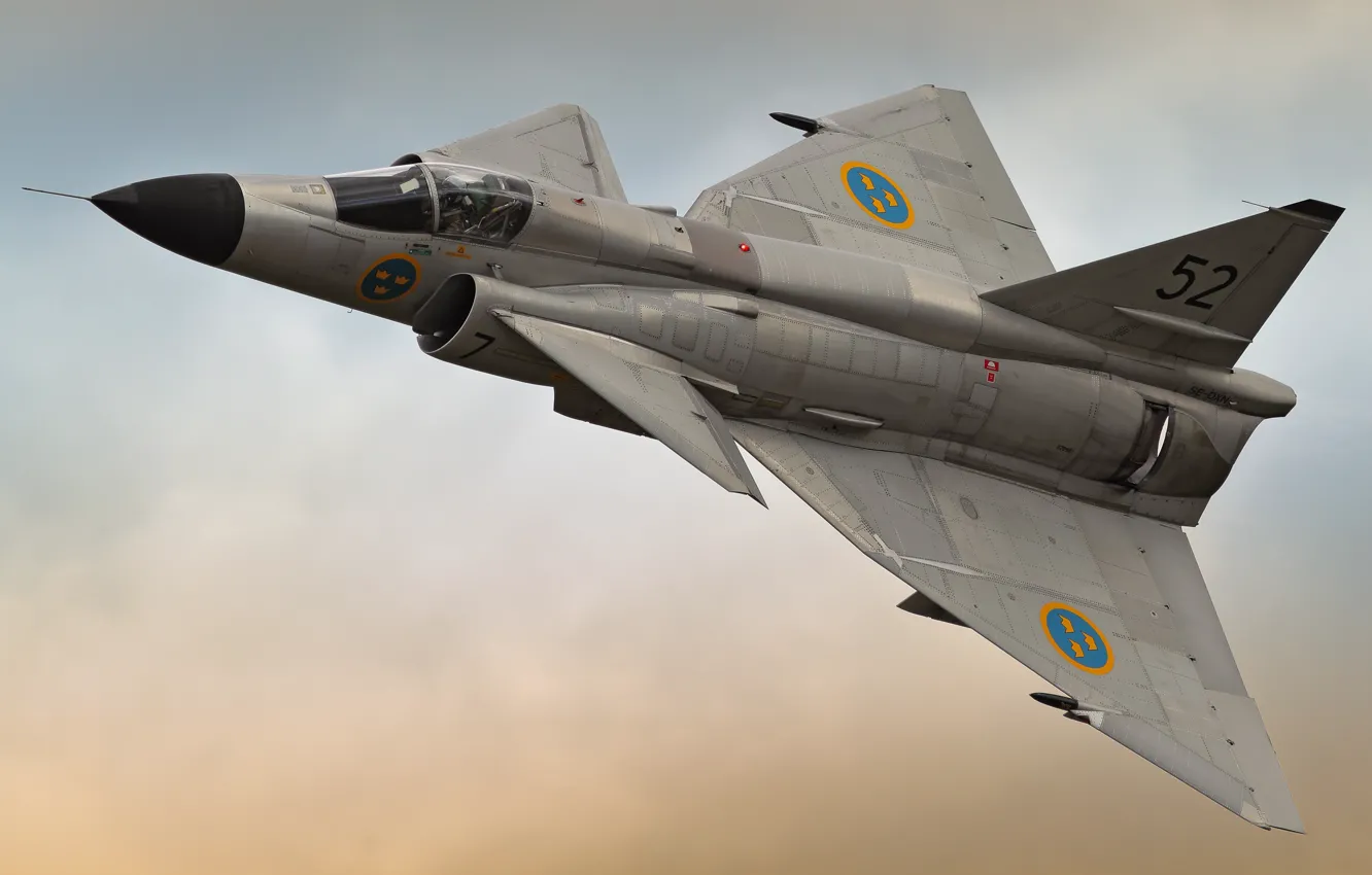 Photo wallpaper Fighter, Pilot, You CAN, Swedish air force, Can 37 Viggen