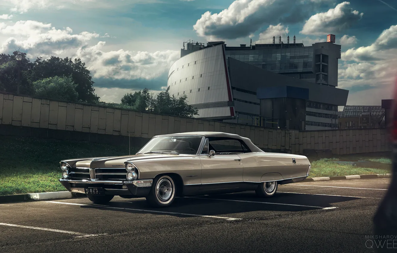 Photo wallpaper Retro, Machine, Pontiac, Bonneville, Mikhail Sharov, Transport & Vehicles, by Mikhail Sharov, Pontiac Bonneville 1965