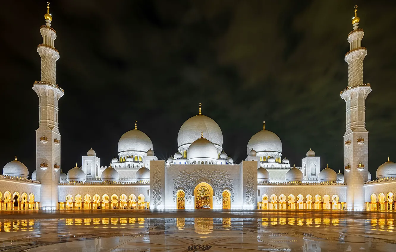 Photo wallpaper Abu Dhabi, United Arab Emirates, Al Jāmi‘ al Kabīr