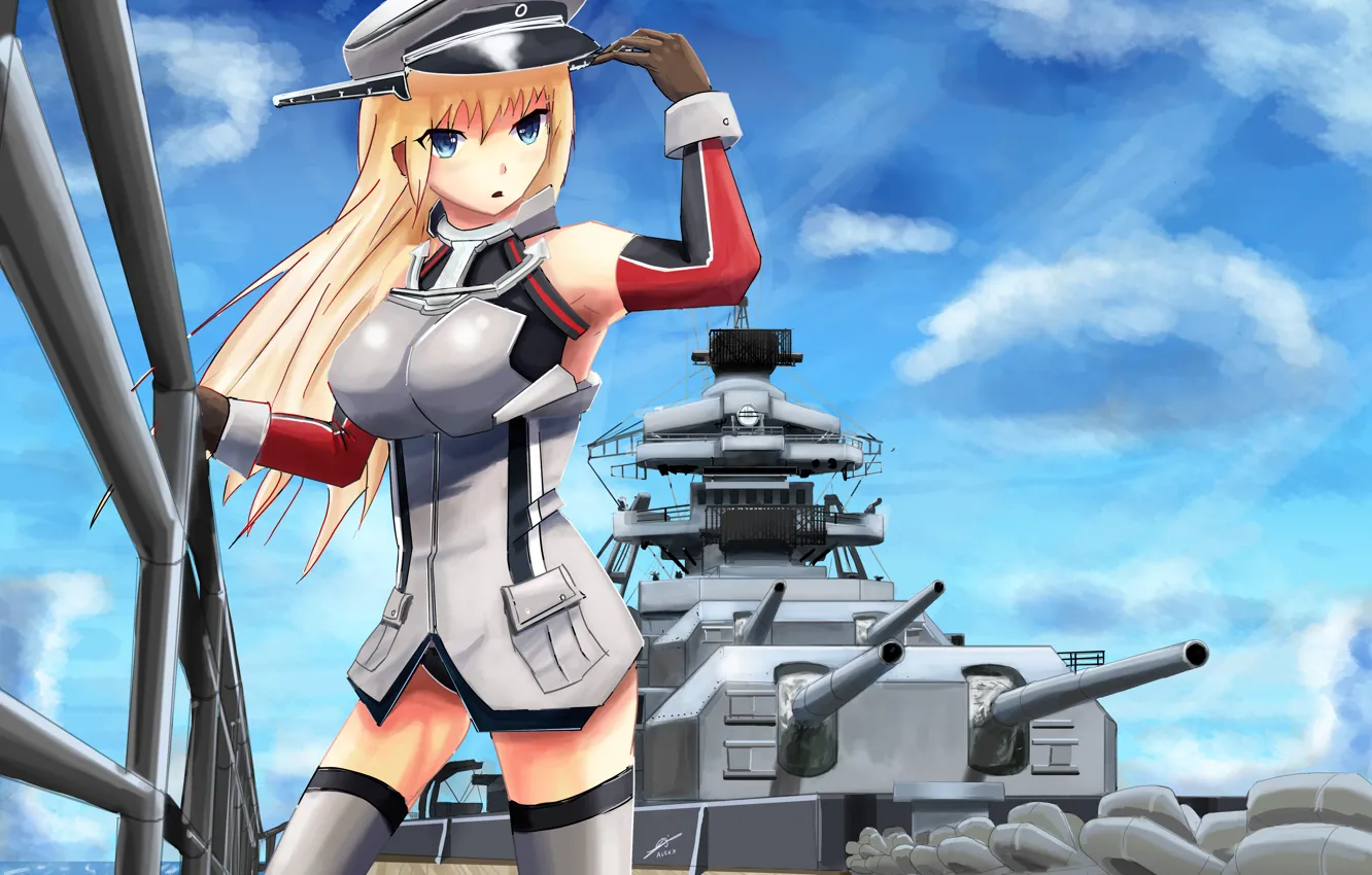 Photo wallpaper Anime, Bismarck battleship, KanColle