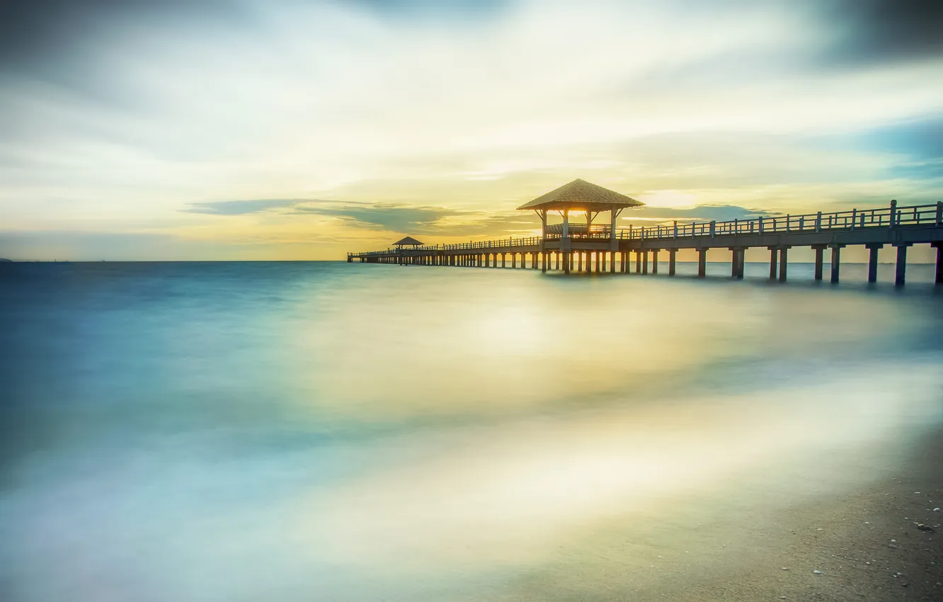 Photo wallpaper sea, the sky, clouds, nature, Zach