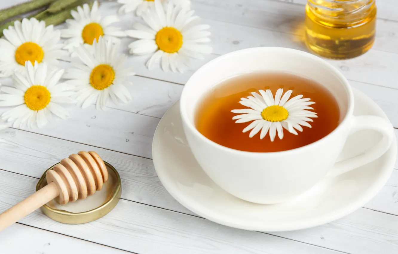 Photo wallpaper tea, chamomile, honey