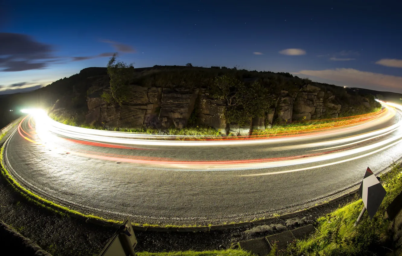 Photo wallpaper road, night, lights