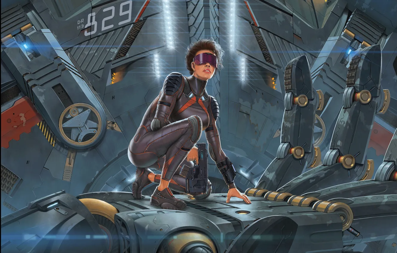 Photo wallpaper girl, weapons, fiction, robot, hands, art, armor