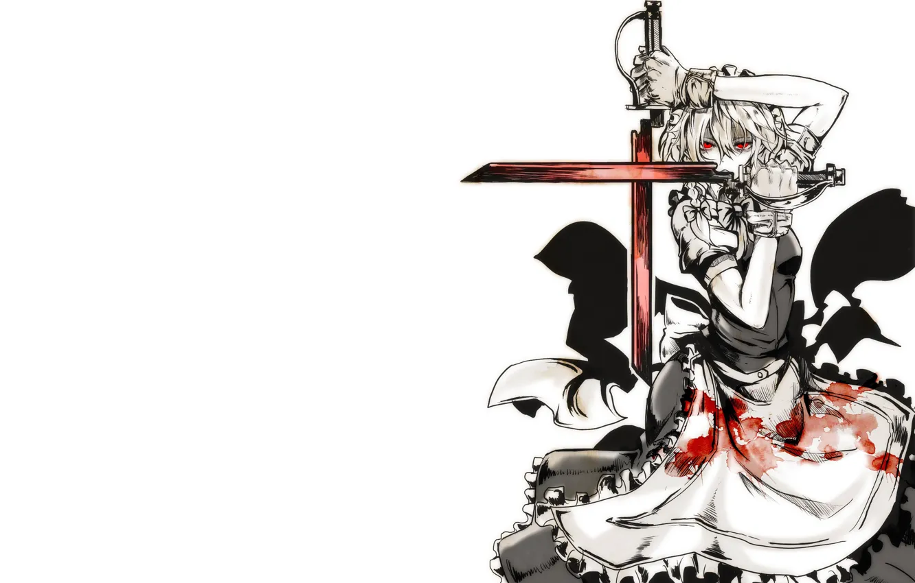 Photo wallpaper look, girl, weapons, sword, Hellsing, touhou, Helsing, Touhou
