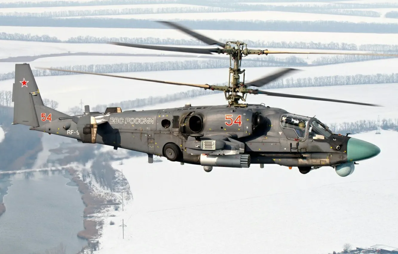 Photo wallpaper flight, Ka-52, combat helicopter, "Alligator", Videoconferencing Russia