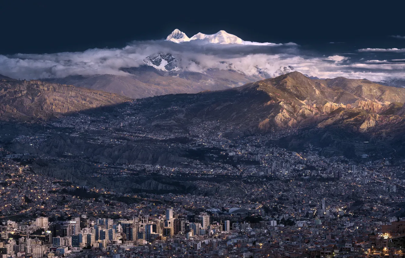 Photo wallpaper mountains, the city, La Paz