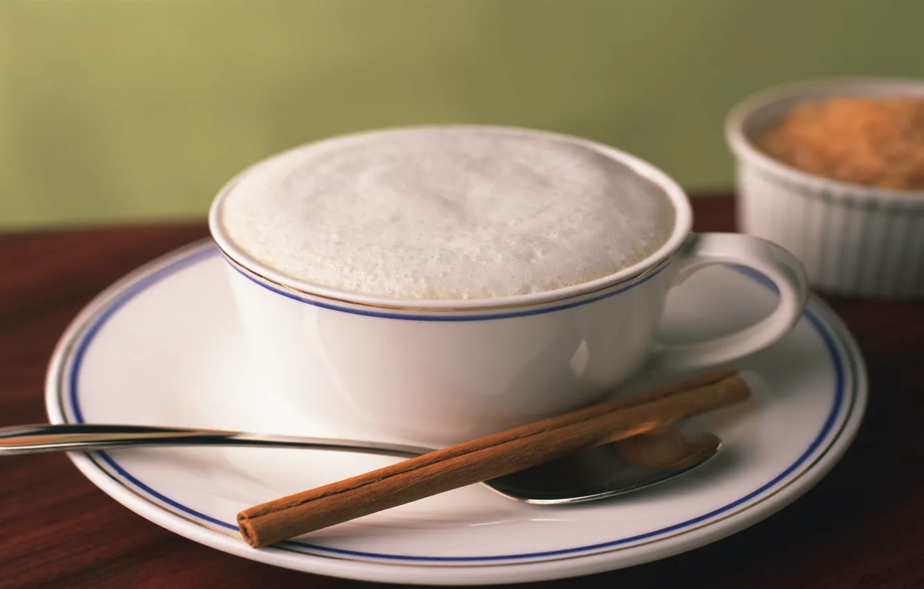 Photo wallpaper white, mood, spoon, Cup, cappuccino