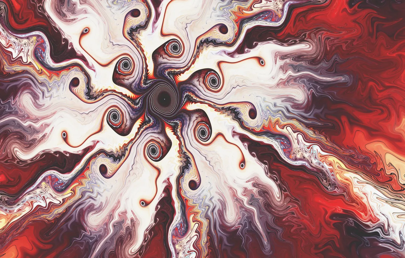 Photo wallpaper flower, rays, abstraction, rendering, background, pattern, paint