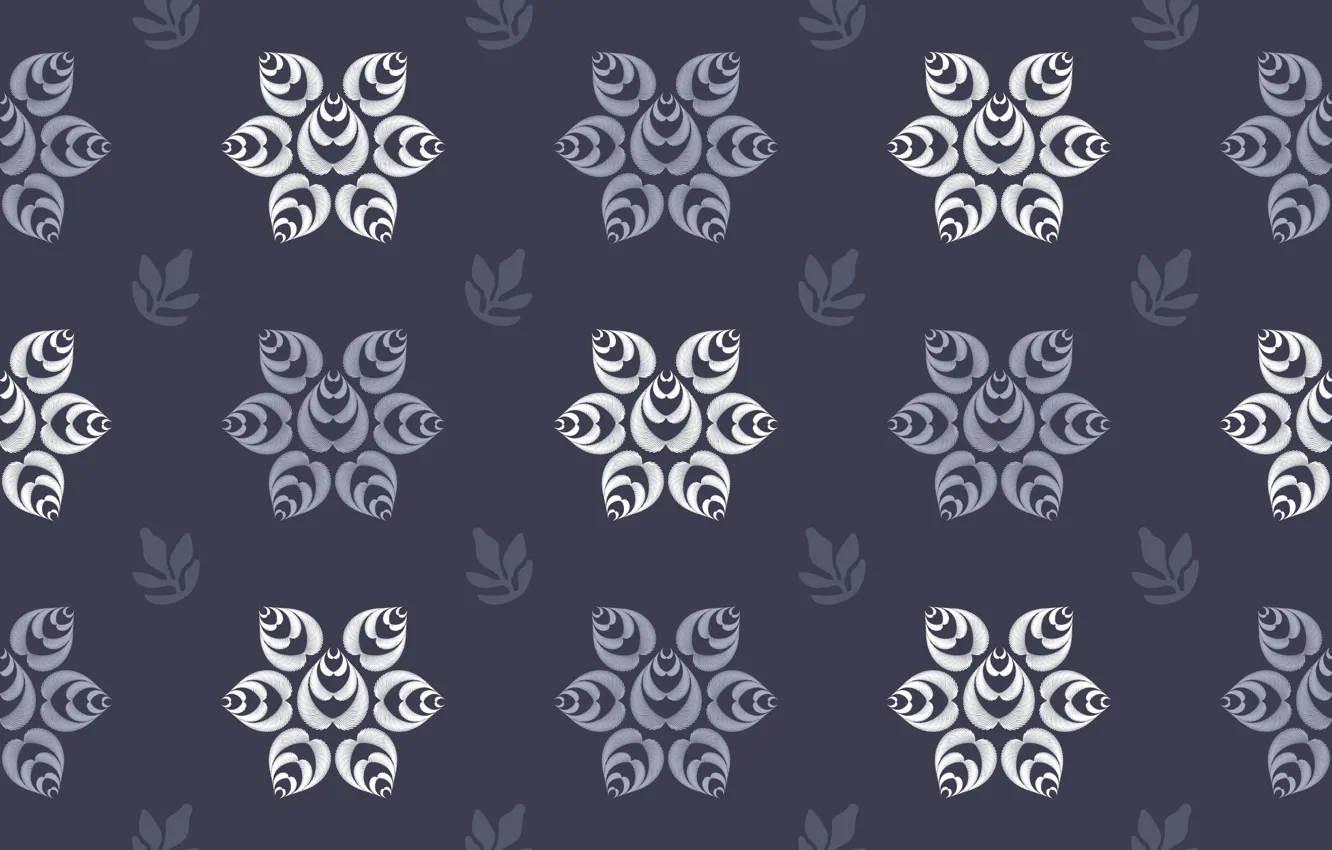 Photo wallpaper flowers, grey, background, pattern, vector, seamless