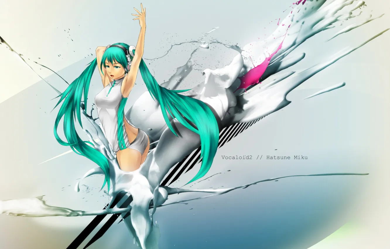 Photo wallpaper ass, girl, music, panties, headphones, vocaloid, hatsune miku, gesture